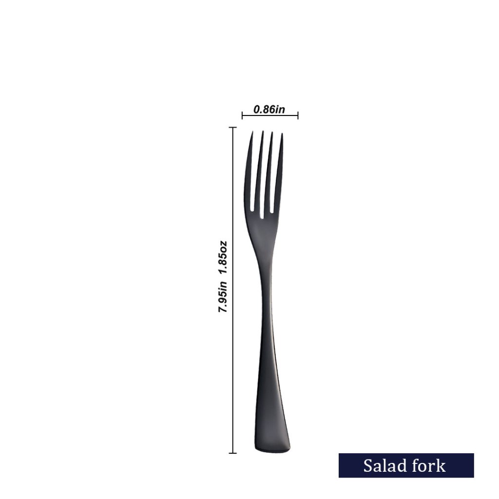 Kaya Modern Mirror Black Flatware Set - Black - Lemeya