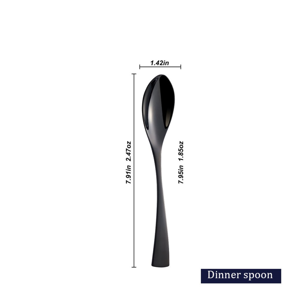 Kaya Modern Mirror Black Flatware Set - Black - Lemeya