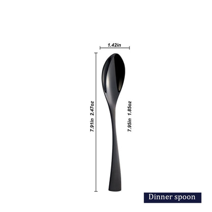 Kaya Modern Mirror Black Flatware Set - Black - Lemeya