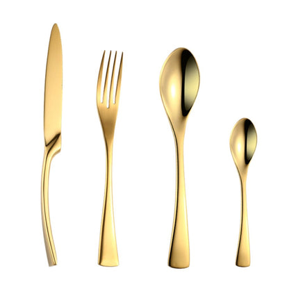 Kaya Modern Mirror Gold Flatware Set - Gold - Lemeya