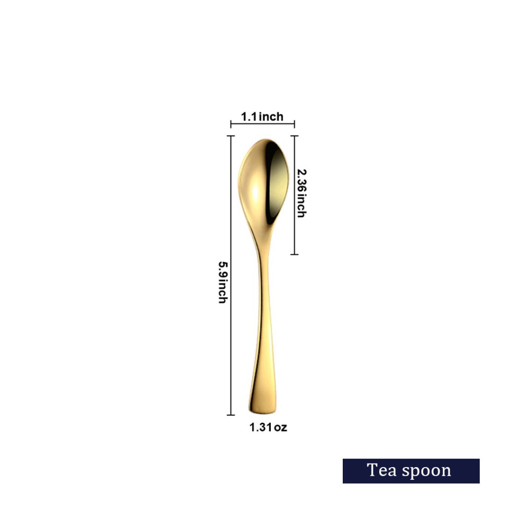 Kaya Modern Mirror Gold Flatware Set - Gold - Lemeya