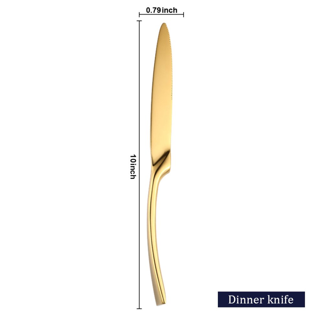 Kaya Modern Mirror Gold Flatware Set - Gold - Lemeya