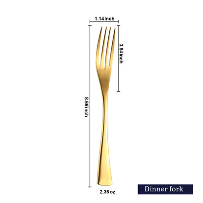 Kaya Modern Mirror Gold Flatware Set - Gold - Lemeya