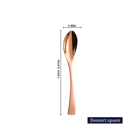 Kaya Modern Mirror Rose Gold Flatware Set - Dessert Spoon - Lemeya