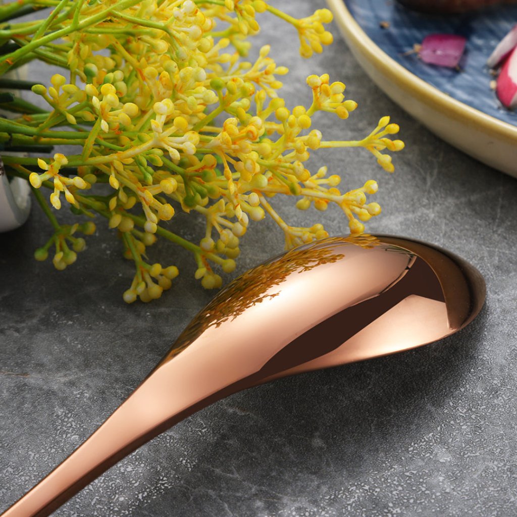 Kaya Modern Mirror Rose Gold Flatware Set - Dinner Knife - Lemeya