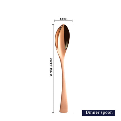 Kaya Modern Mirror Rose Gold Flatware Set - Dinner Spoon - Lemeya