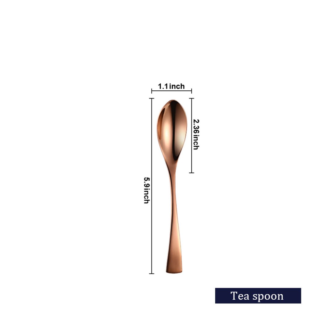 Kaya Modern Mirror Rose Gold Flatware Set - Tea Spoon - Lemeya
