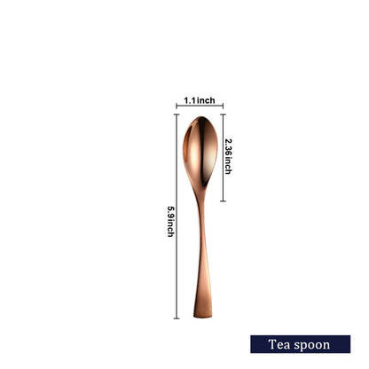 Kaya Modern Mirror Rose Gold Flatware Set - Tea Spoon - Lemeya