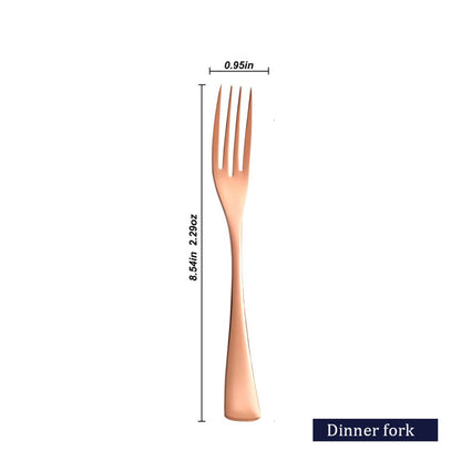 Kaya Modern Mirror Rose Gold Flatware Set - Dinner Fork - Lemeya