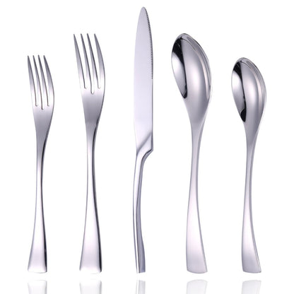 Kaya Modern Mirror Silver Flatware Set - Silver - Lemeya