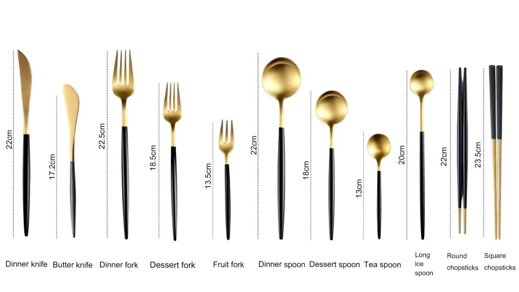 Minimalist Matte Black Gold Flatware Set - BLACK GOLD - Lemeya