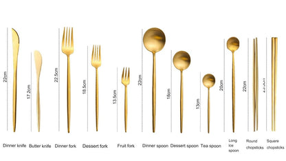 Minimalist Matte Gold Flatware Set - GOLD - Lemeya