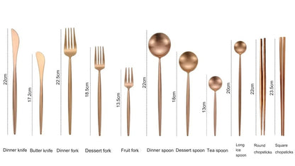 Minimalist Matte Rose Gold Flatware Set - Rose Gold - Lemeya