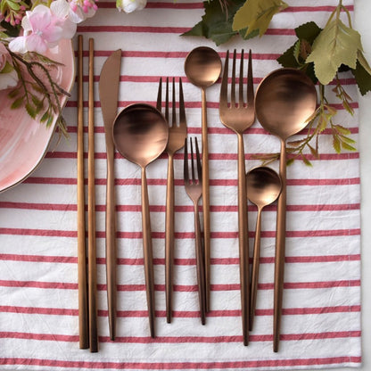 Minimalist Matte Rose Gold Flatware Set - Rose Gold - Lemeya