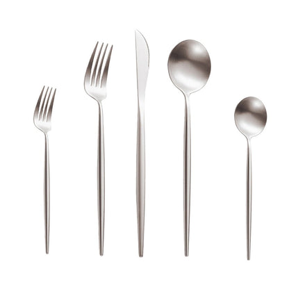 Minimalist Matte Silver Flatware Set - SILVER - Lemeya