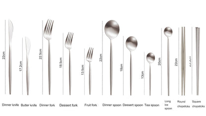 Minimalist Matte Silver Flatware Set - SILVER - Lemeya