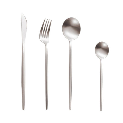 Minimalist Matte Silver Flatware Set - SILVER - Lemeya