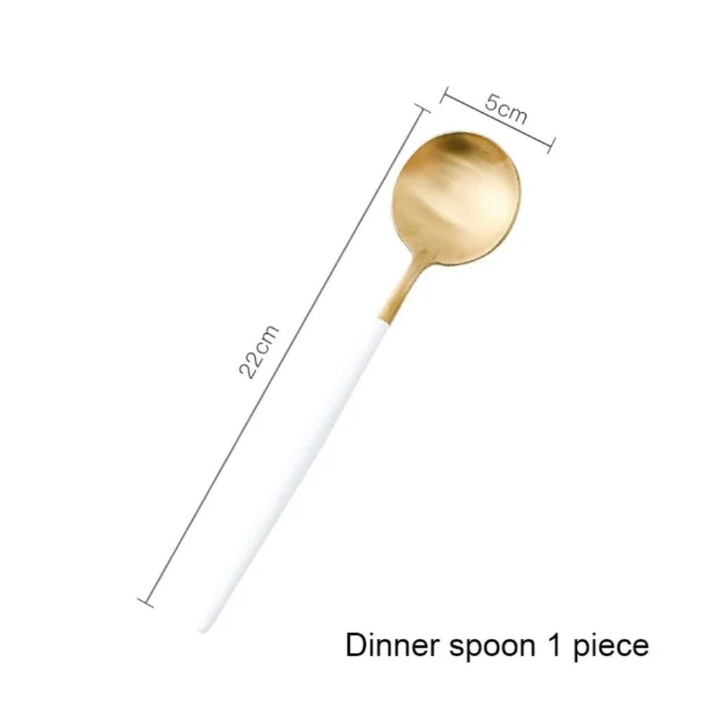 Minimalist Matte White Gold Flatware Set - WHITE GOLD - Lemeya