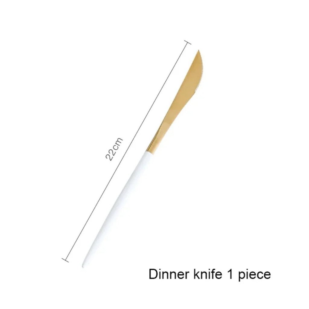 Minimalist Matte White Gold Flatware Set - WHITE GOLD - Lemeya