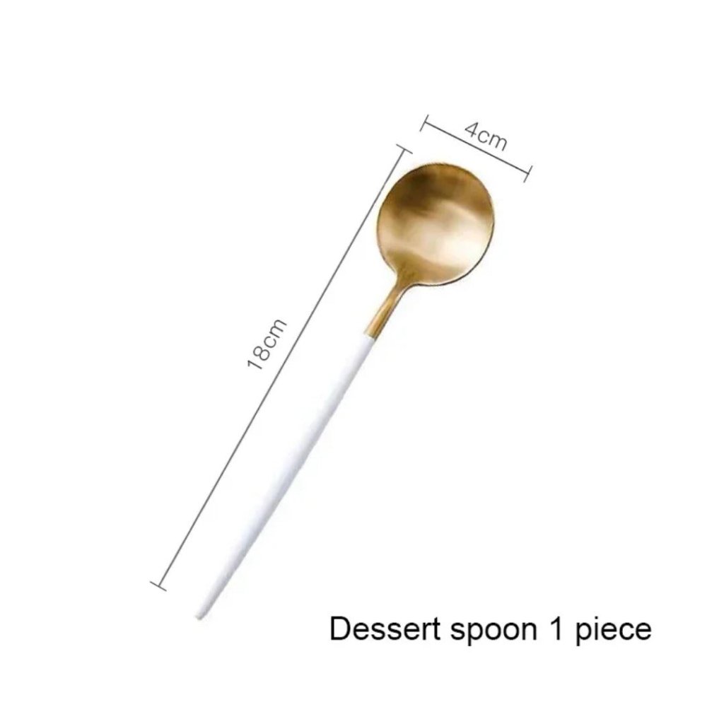 Minimalist Matte White Gold Flatware Set - WHITE GOLD - Lemeya