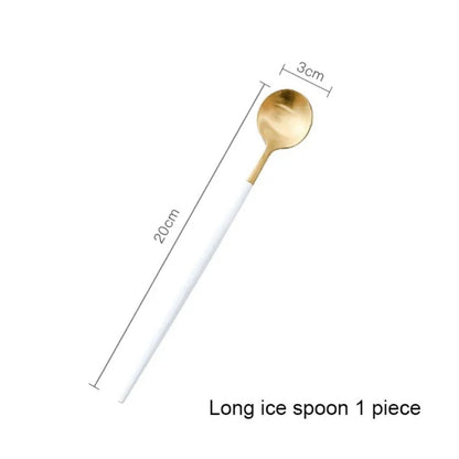 Minimalist Matte White Gold Flatware Set - WHITE GOLD - Lemeya