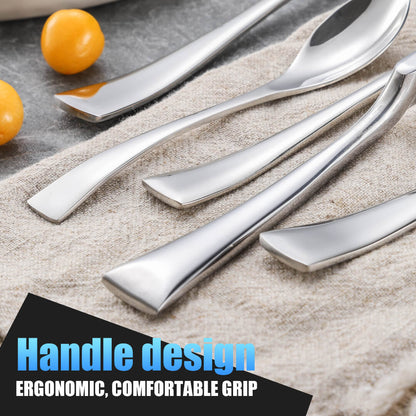 Modern Glossy Silver Flatware Set