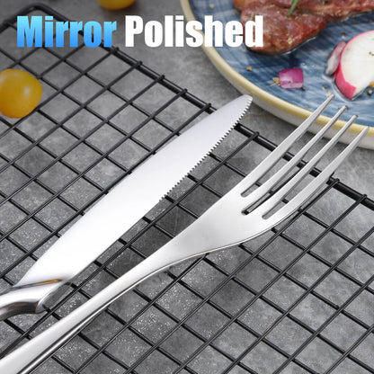 Modern Glossy Silver Flatware Set