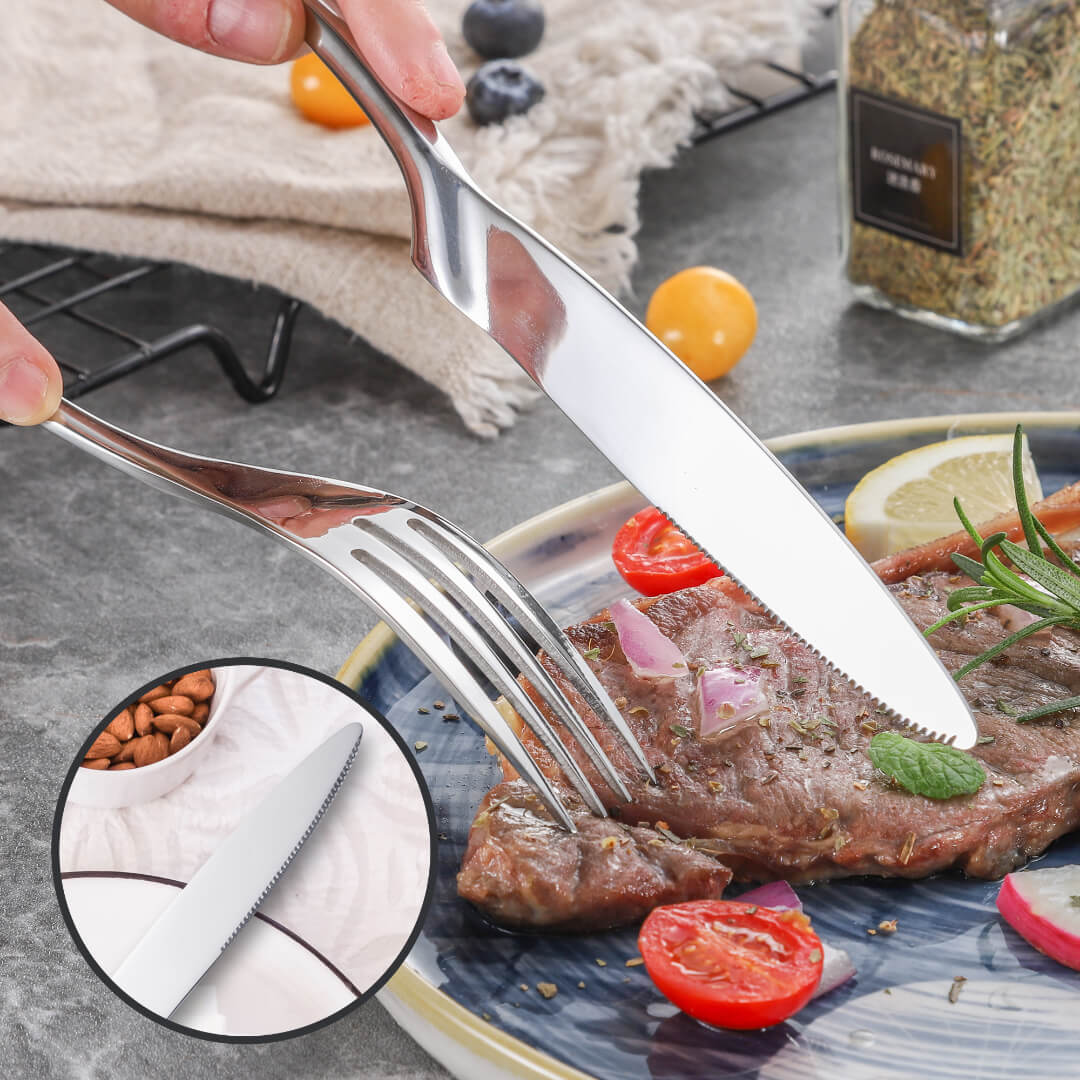 Modern Glossy Silver Flatware Set