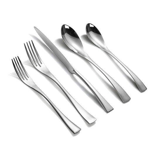Modern Glossy Silver Flatware Set